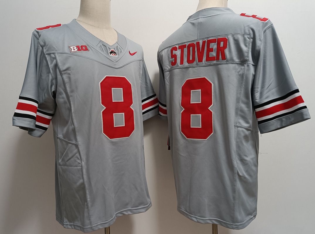 Men Ohio State Buckeyes #8 Stover Grey Nike 2025 NCAA Jersey